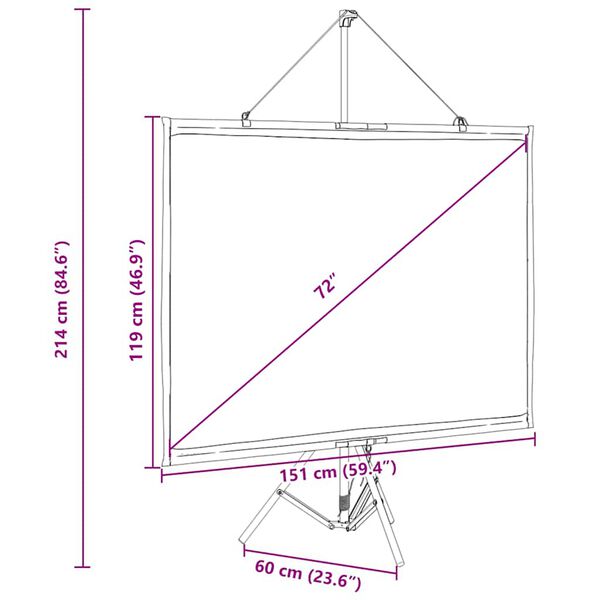Projection Screen With Tripod 72 Inch 4:3 Aobobao