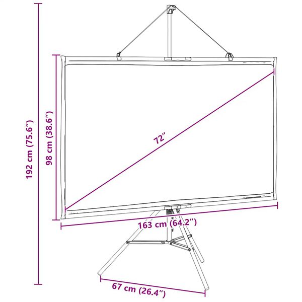 Projection Screen With Tripod 72 Inch 16:9 Aobobai