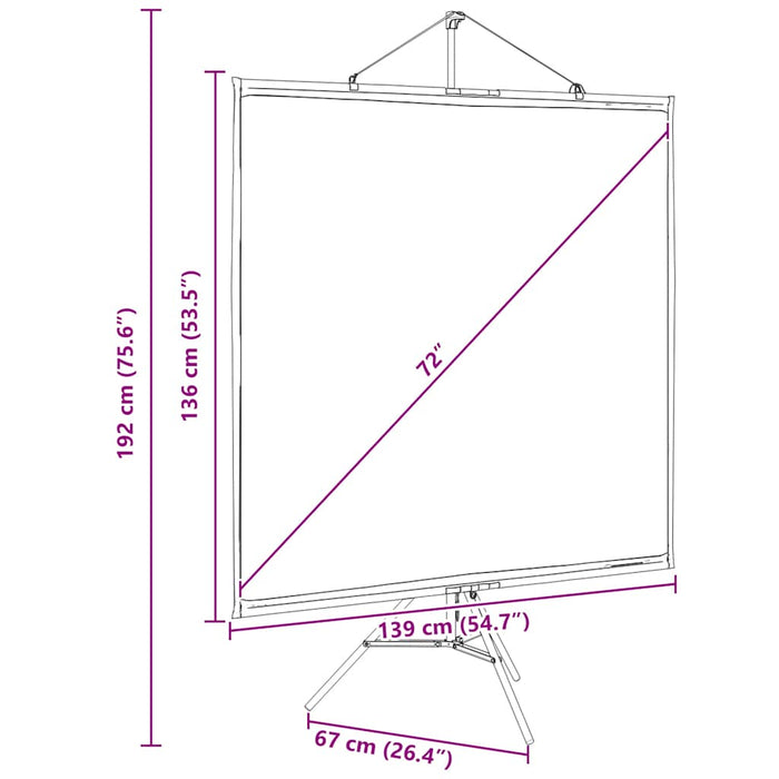Projection Screen With Tripod 72 Inch 1:1 Aobobpa