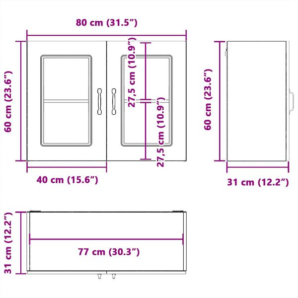 Kitchen Wall Cabinet With Glass Door Kalmar Black Engineered Wood Nptlbn