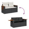 3 Piece Garden Sofa Set With Cushions Black Poly Rattan Txpnkki