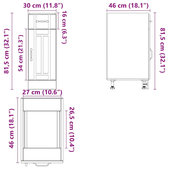 Kitchen Base Cabinet Lucca Black Engineered Wood Nptlkn