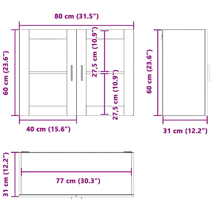 Kitchen Wall Cabinet With Glass Door Porto Black Npabnn