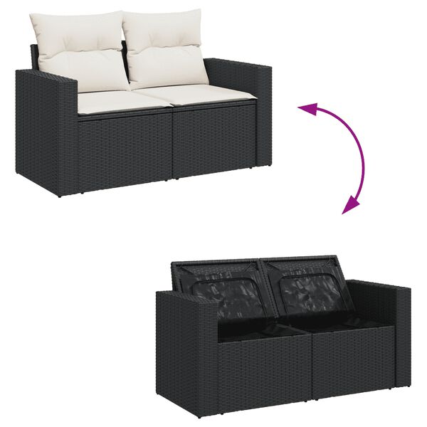 3 Piece Garden Sofa Set With Cushions Black Poly Rattan Txpbkkt