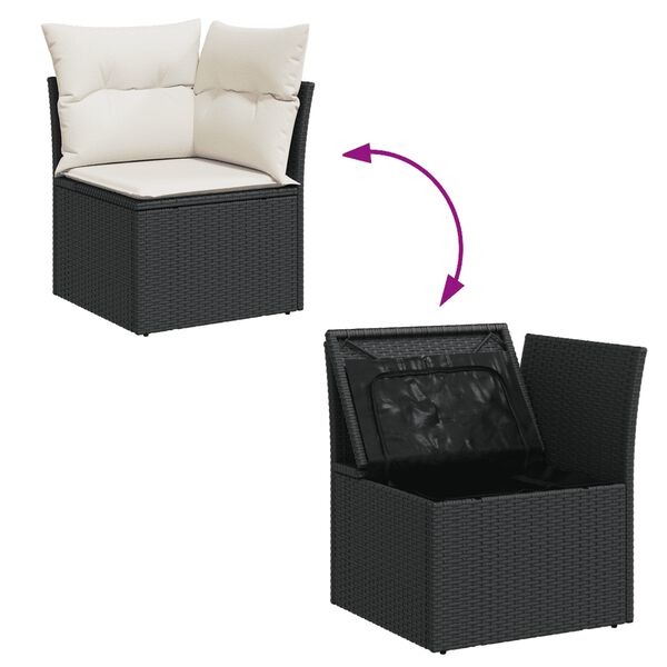 5 Piece Garden Sofa Set With Cushions Black Poly Rattan Txpoxlt