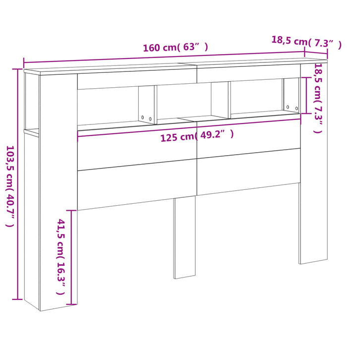 Queen Size Led Headboard White 160 Cm Engineered Wood Ntitpo