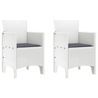 Garden Chairs With Cushions 2 Pcs White Poly Rattan Naialo