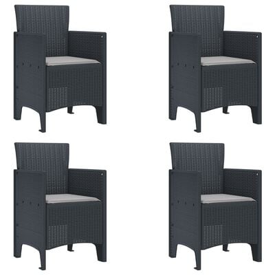 Garden Chairs With Cushions 4 Pcs Anthracite Poly Rattan Naiaib