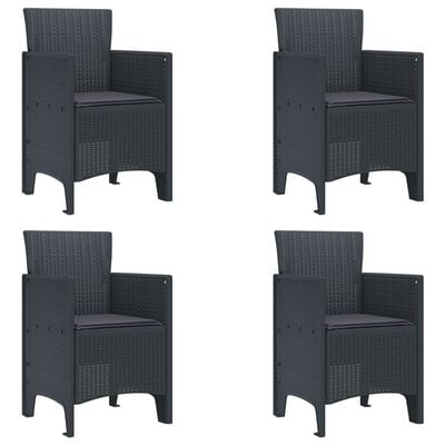 Garden Chairs With Cushions 4 Pcs Anthracite Poly Rattan Naiaio