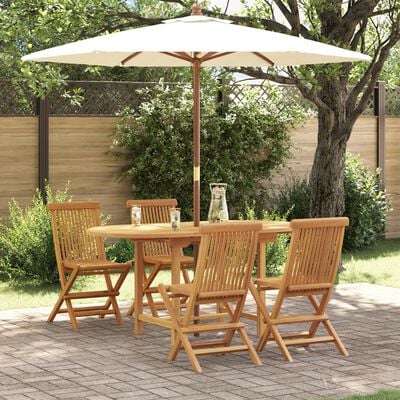 5 Piece Garden Dining Set Solid Wood Teak Topioxn