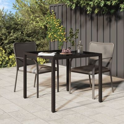 Garden Dining Table Brown 90X90X75 Cm Poly Rattan Tlxptx