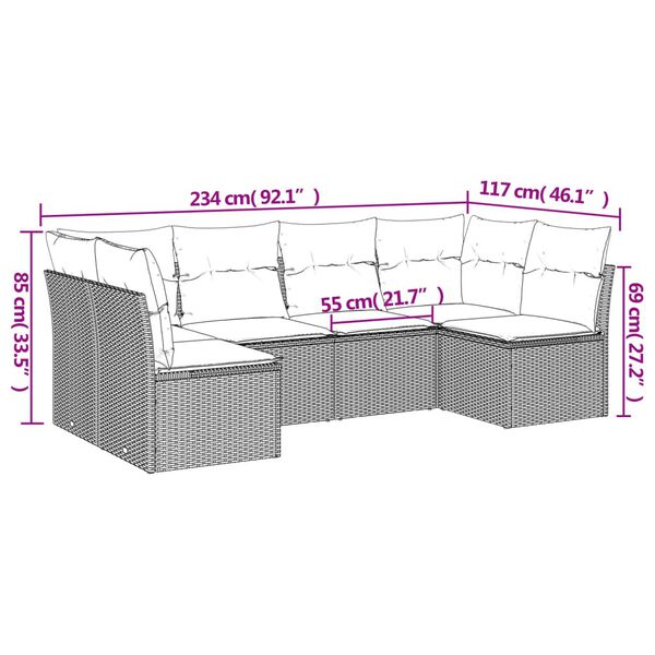 6 Piece Garden Sofa Set With Cushions Grey Poly Rattan Txoitkb