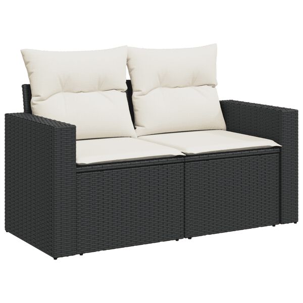3 Piece Garden Sofa Set With Cushions Black Poly Rattan Txpbkkt