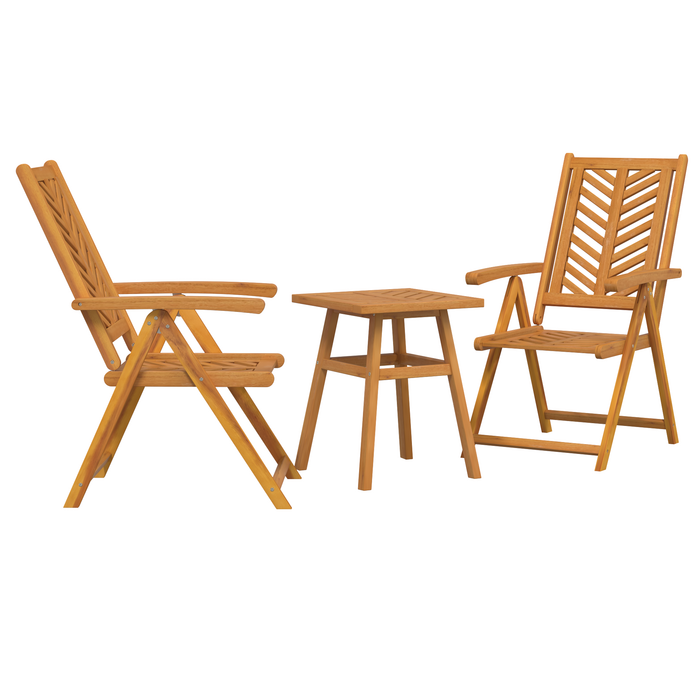 Garden Bistro Set 3 Pcs Brown Solid Acacia Wood Topaoxb