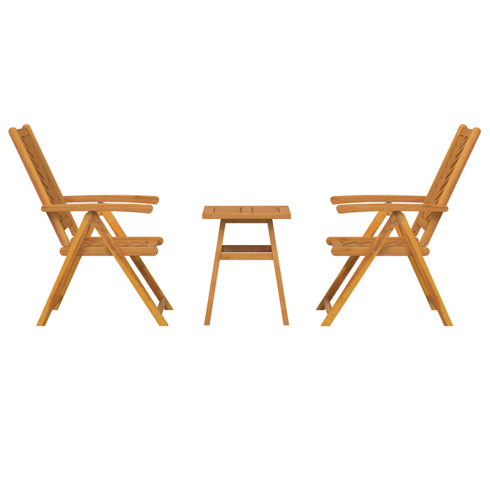 Garden Bistro Set 3 Pcs Brown Solid Acacia Wood Topaoxb