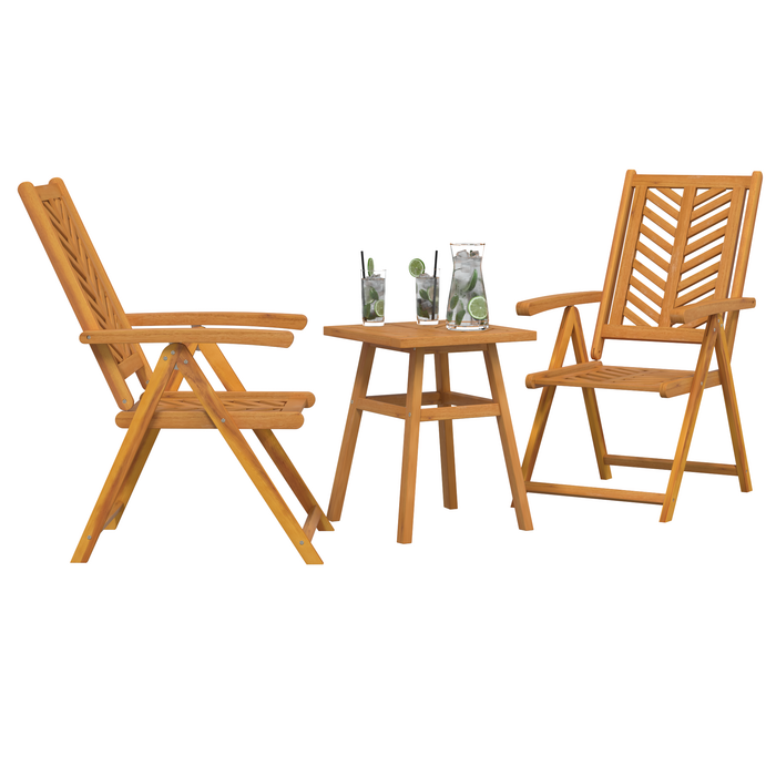 Garden Bistro Set 3 Pcs Brown Solid Acacia Wood Topaoxb