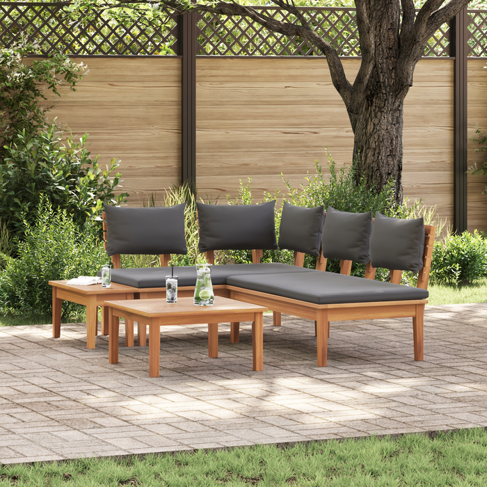 Garden Bench Set 4 Pcs Brown And Dark Grey And Brown Ttplnlp