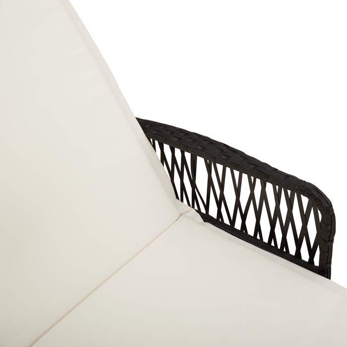 Sun Lounger Black And Cream White Pe Rattan 157 X 55 X 92 Cm Tlpaxp