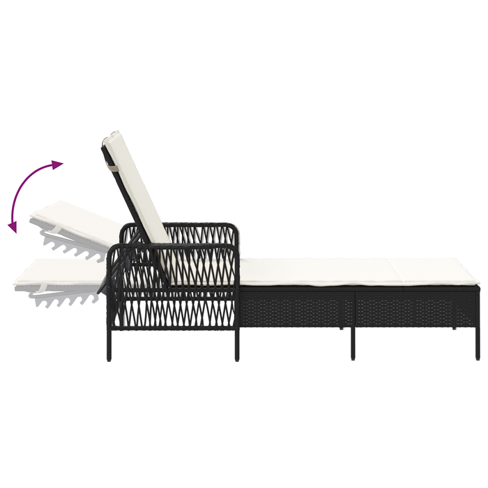Sun Lounger Black And Cream White Pe Rattan 157 X 55 X 92 Cm Tlpaxp