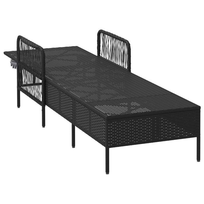 Sun Lounger Black And Cream White Pe Rattan 157 X 55 X 92 Cm Tlpaxp