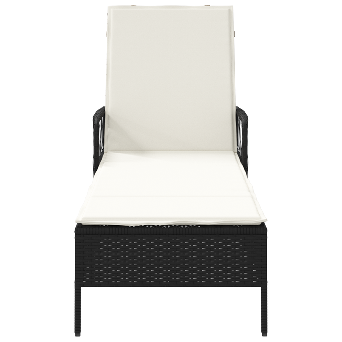 Sun Lounger Black And Cream White Pe Rattan 157 X 55 X 92 Cm Tlpaxp