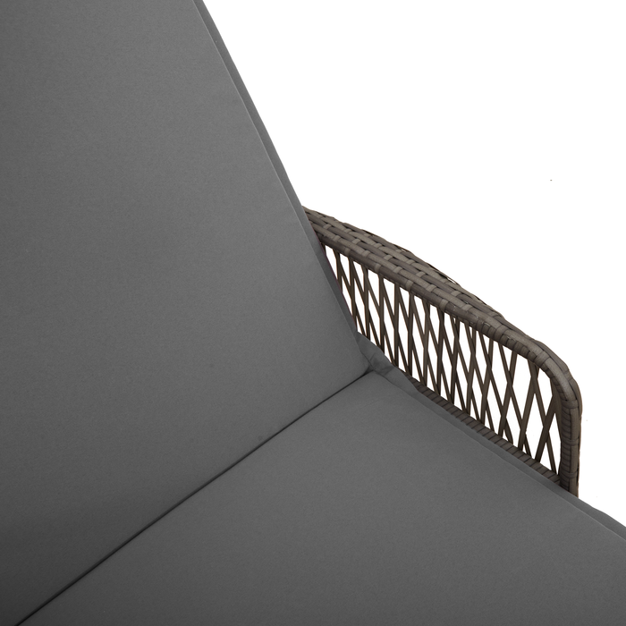 Sun Lounger Grey And Dark Grey Pe Rattan 157 X 55 X 92 Cm Tlpaxi