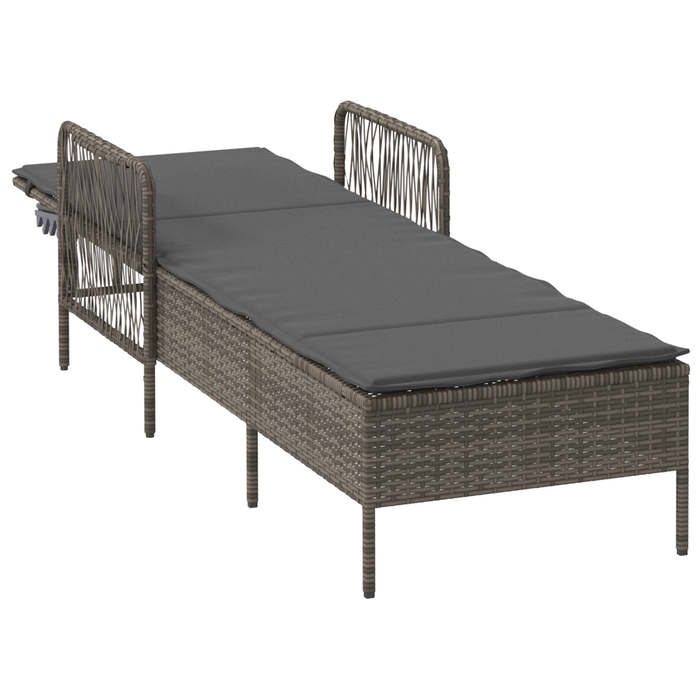 Sun Lounger Grey And Dark Grey Pe Rattan 157 X 55 X 92 Cm Tlpaxi