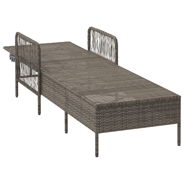 Sun Lounger Grey And Dark Grey Pe Rattan 157 X 55 X 92 Cm Tlpaxi