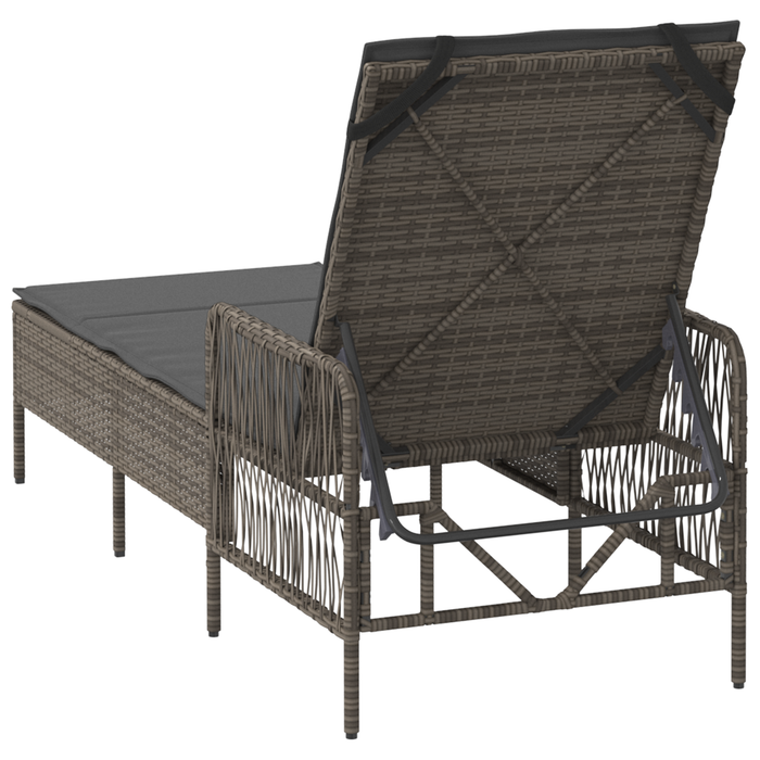 Sun Lounger Grey And Dark Grey Pe Rattan 157 X 55 X 92 Cm Tlpaxi