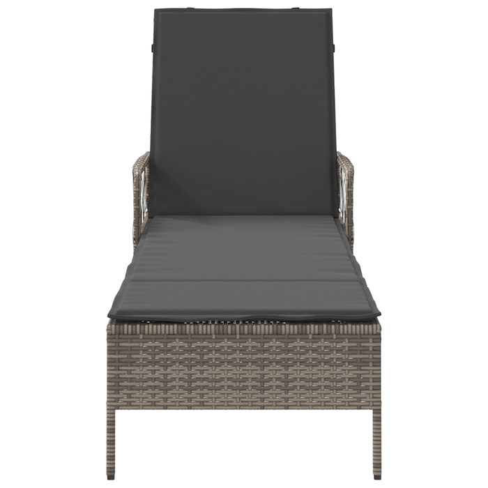 Sun Lounger Grey And Dark Grey Pe Rattan 157 X 55 X 92 Cm Tlpaxi