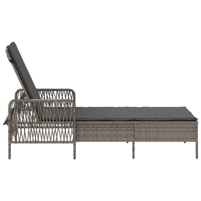 Sun Lounger Grey And Dark Grey Pe Rattan 157 X 55 X 92 Cm Tlpaxi