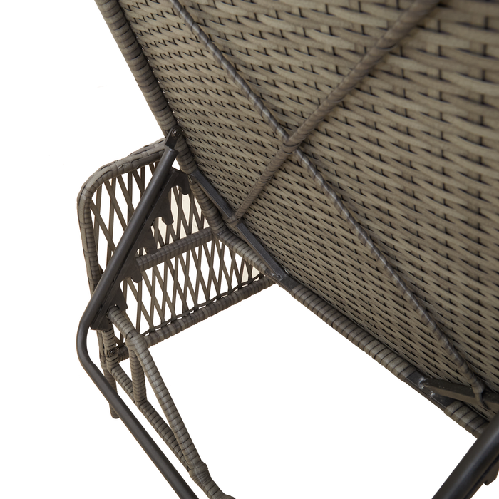 Sun Lounger Set 3-Piece Set Grey And Dark Grey Pe Rattan Tlpata