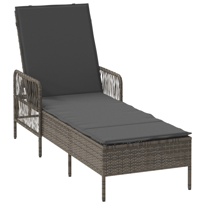 Sun Lounger Set 3-Piece Set Grey And Dark Grey Pe Rattan Tlpata
