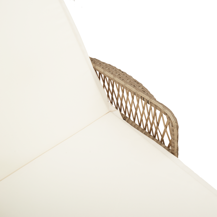 Sun Lounger Set Set Of 3 Beige And Cream White Pe Rattan, Metal Tlpatl