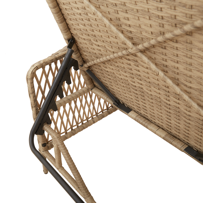 Sun Lounger Set Set Of 3 Beige And Cream White Pe Rattan, Metal Tlpatl