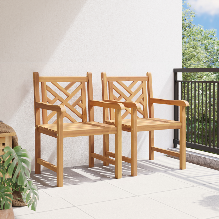 Garden Chair 2 Pcs Brown 58 X 60 X 90 Cm Solid Teak Wood Axbboklt