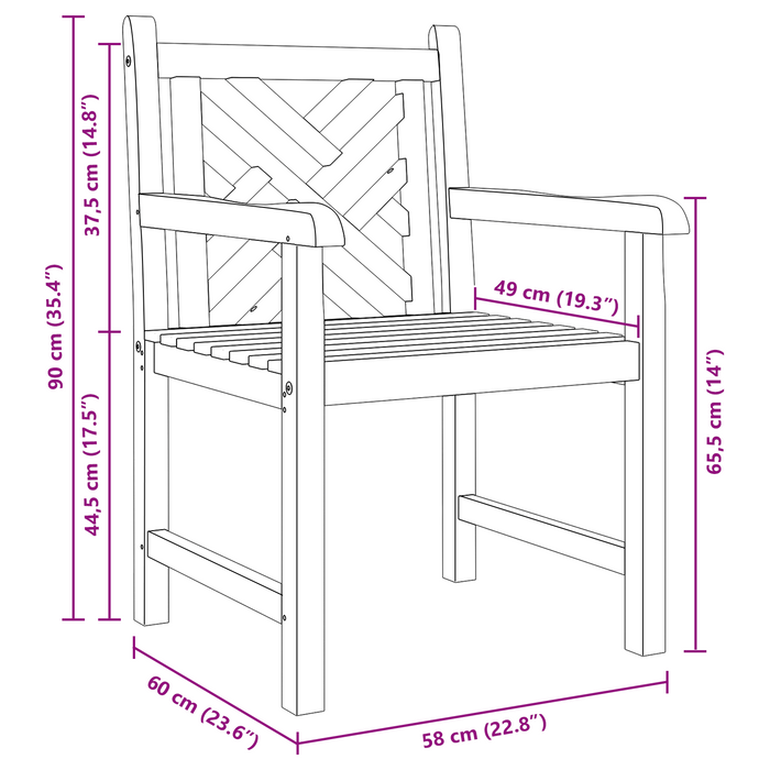 Garden Chair 2 Pcs Brown 58 X 60 X 90 Cm Solid Teak Wood Axbboklt