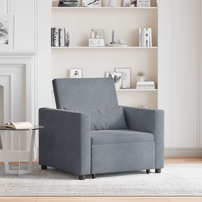 3-In-1 Single Sofa Bed Convertible Dark Grey Velvet Axbbxlkn