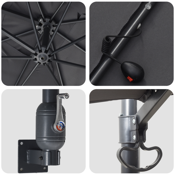 Garden Parasol Anthracite 248.5 X 247.5 X 160 Cm Fabric Axbbtxpt