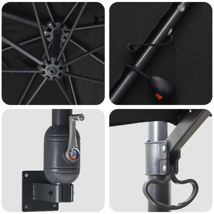 Garden Parasol Black 248.5 X 247.5 X 160 Cm Fabric Axbbtxpi