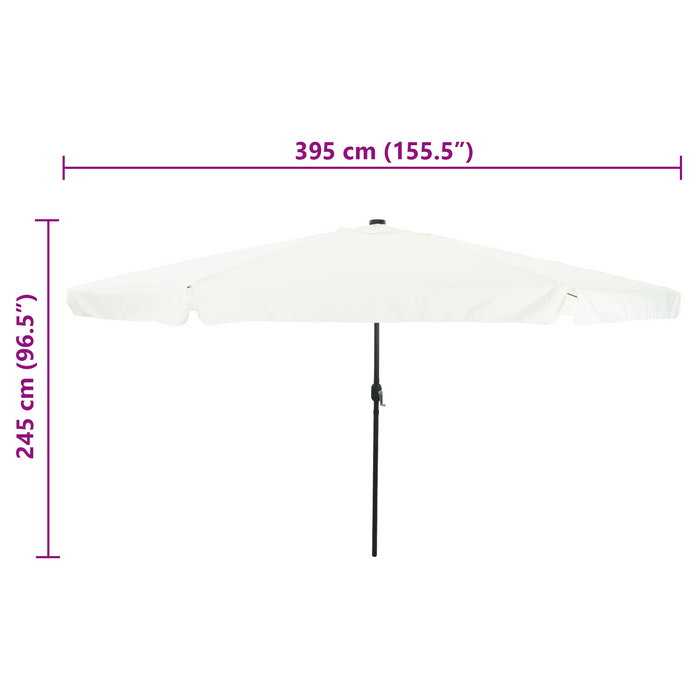 Garden Umbrella With Led Lights 395X245 Cm Sand White Axbbtlaa