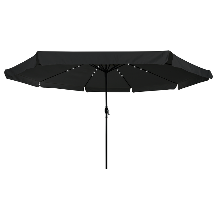 Garden Umbrella With Led Lights 395X245 Cm Black Axbbtlpb