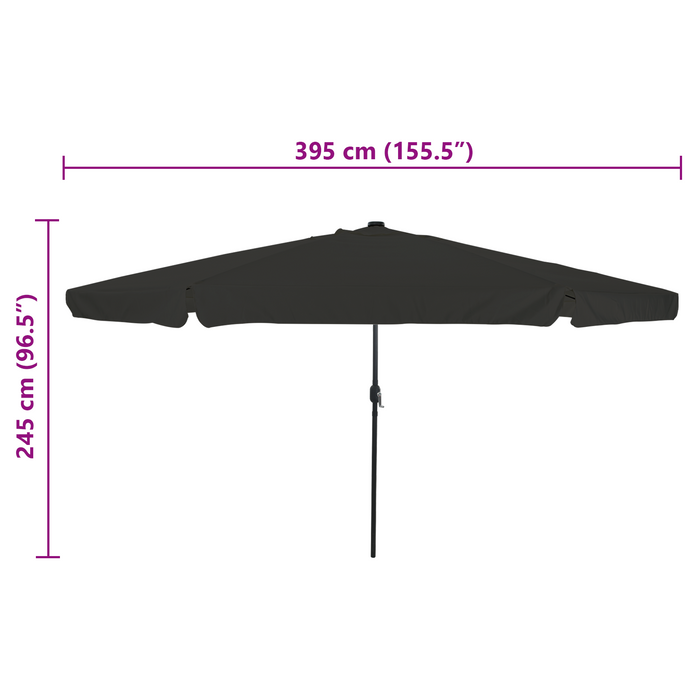 Garden Umbrella With Led Lights 395X245 Cm Black Axbbtlpb