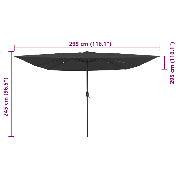 Square Garden Umbrella With Led Lights 295X245 Cm Charcoal Axbbtllx