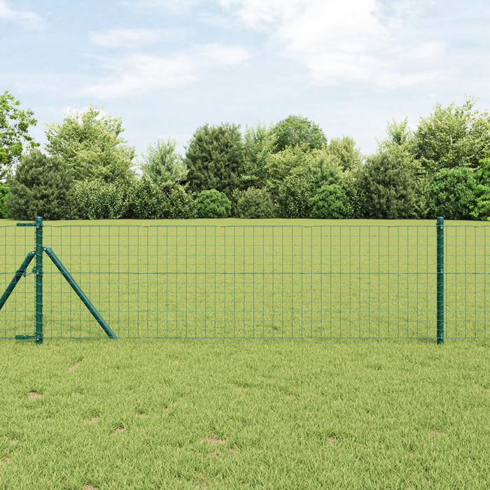 Fence Posts 13 Pcs Green Ø32 Mm 100 Cm Galvanised Steel Axbbaonk