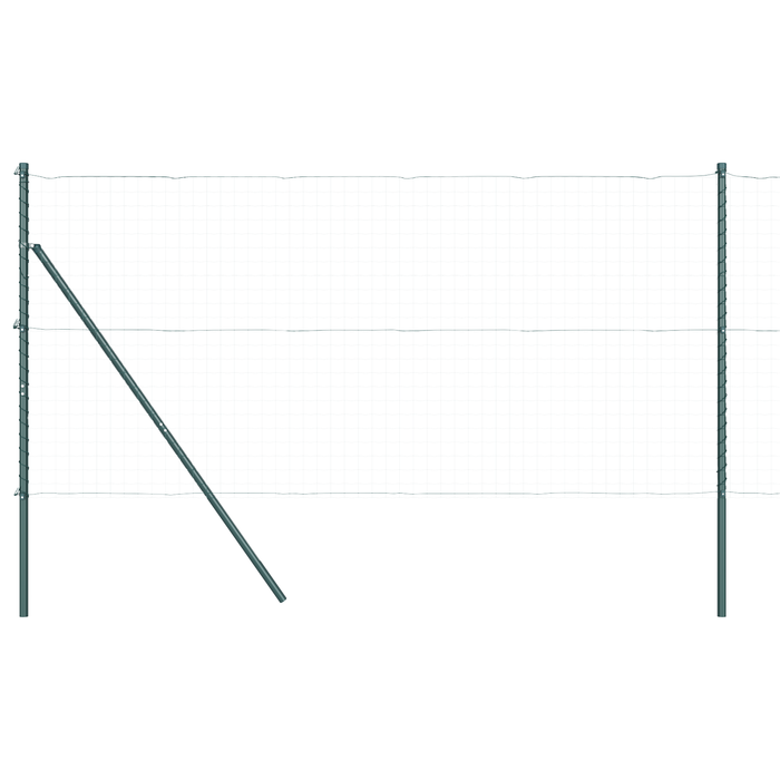 Fence Posts 13 Pcs Green Ø32 Mm 190 Cm Galvanised Steel Axbbaoki