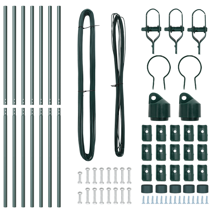 Fence Posts 7 Pcs Green Ø32 Mm 200 Cm Galvanised Steel Axbbaokn