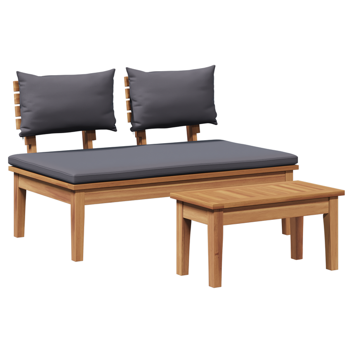 2 Piece Garden Bench Set Solid Wood Teak Axbbltkn