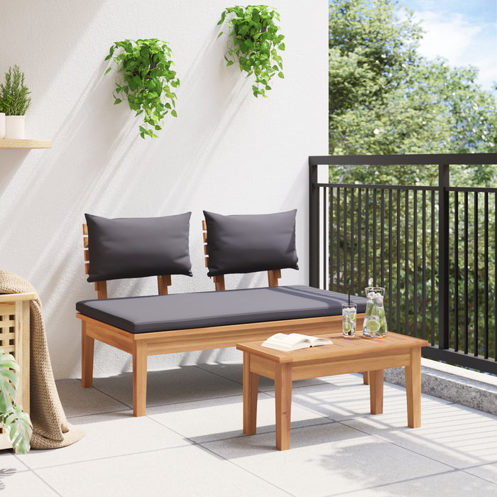 2 Piece Garden Bench Set Solid Wood Teak Axbbltkn