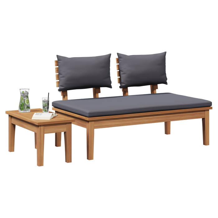2 Piece Garden Bench Set Solid Wood Teak Axbbltkn
